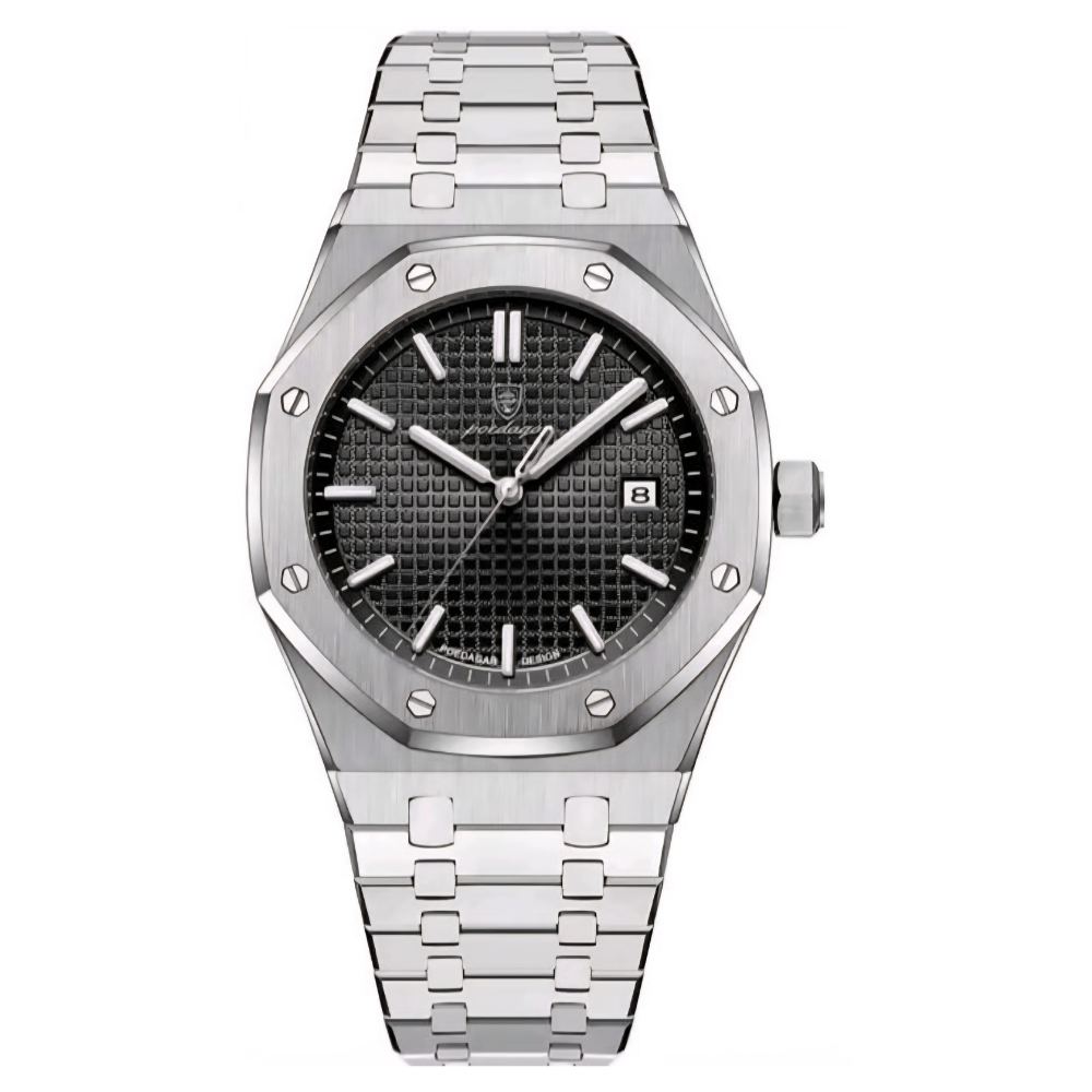 Reloj Poedagar plateado/cara negra