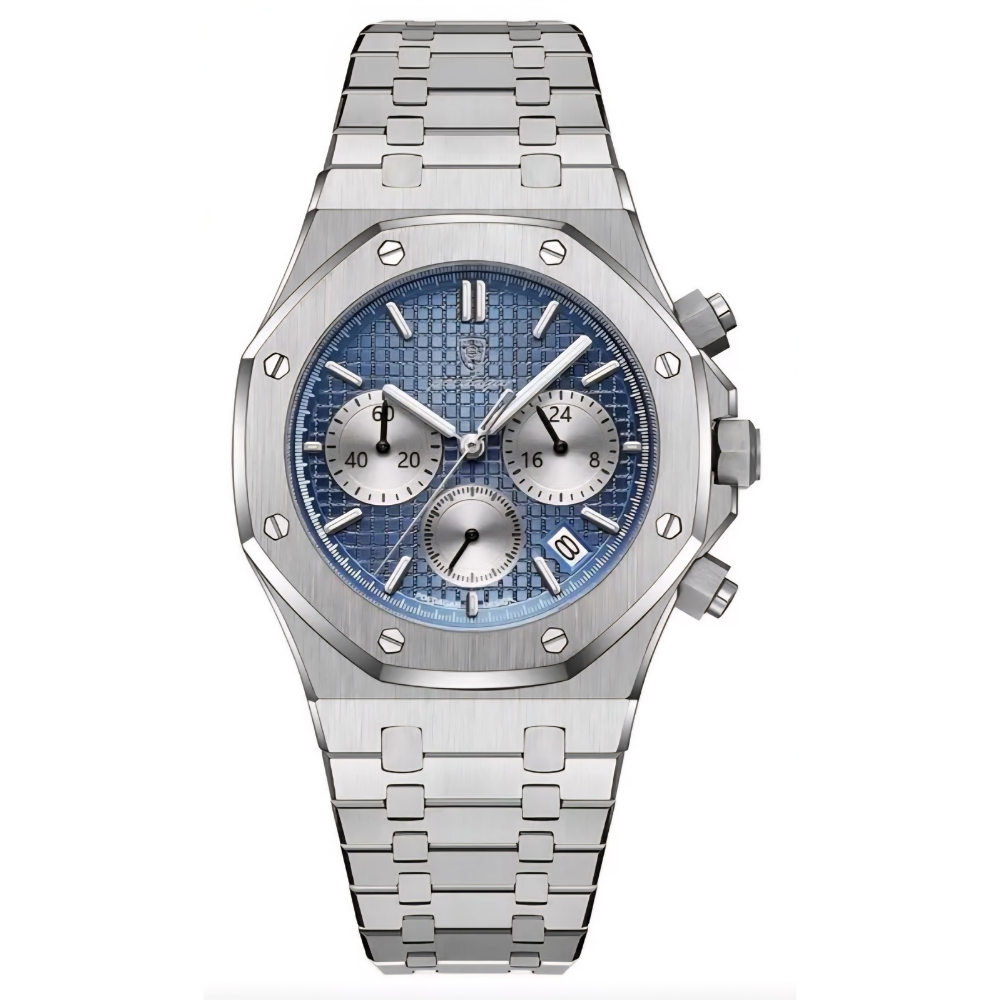 Reloj Poedagar plateado/cara azul