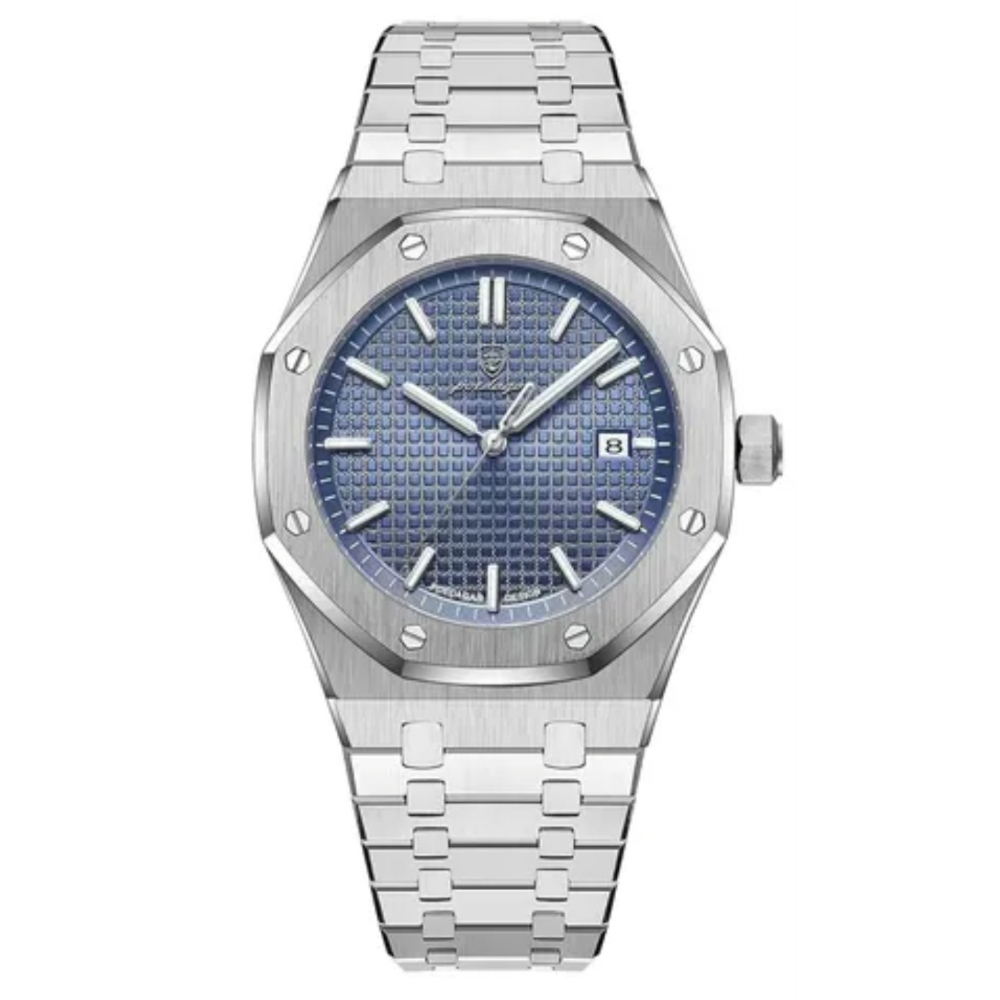 Reloj Poedagar plateado/cara azul
