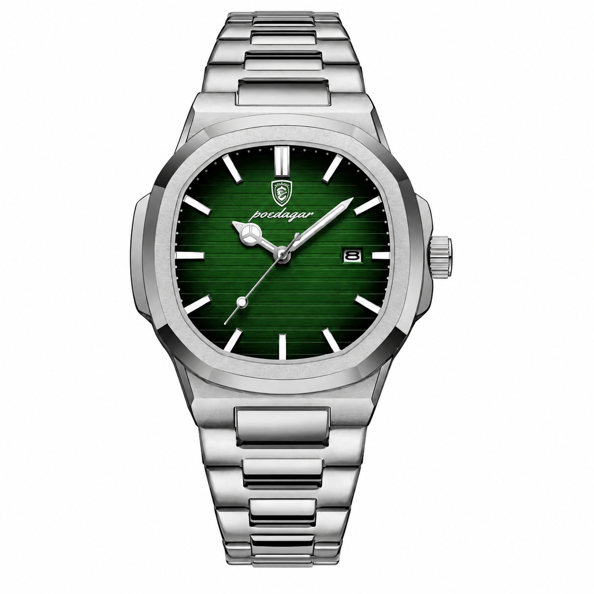 Reloj Poedagar plateado/cara verde