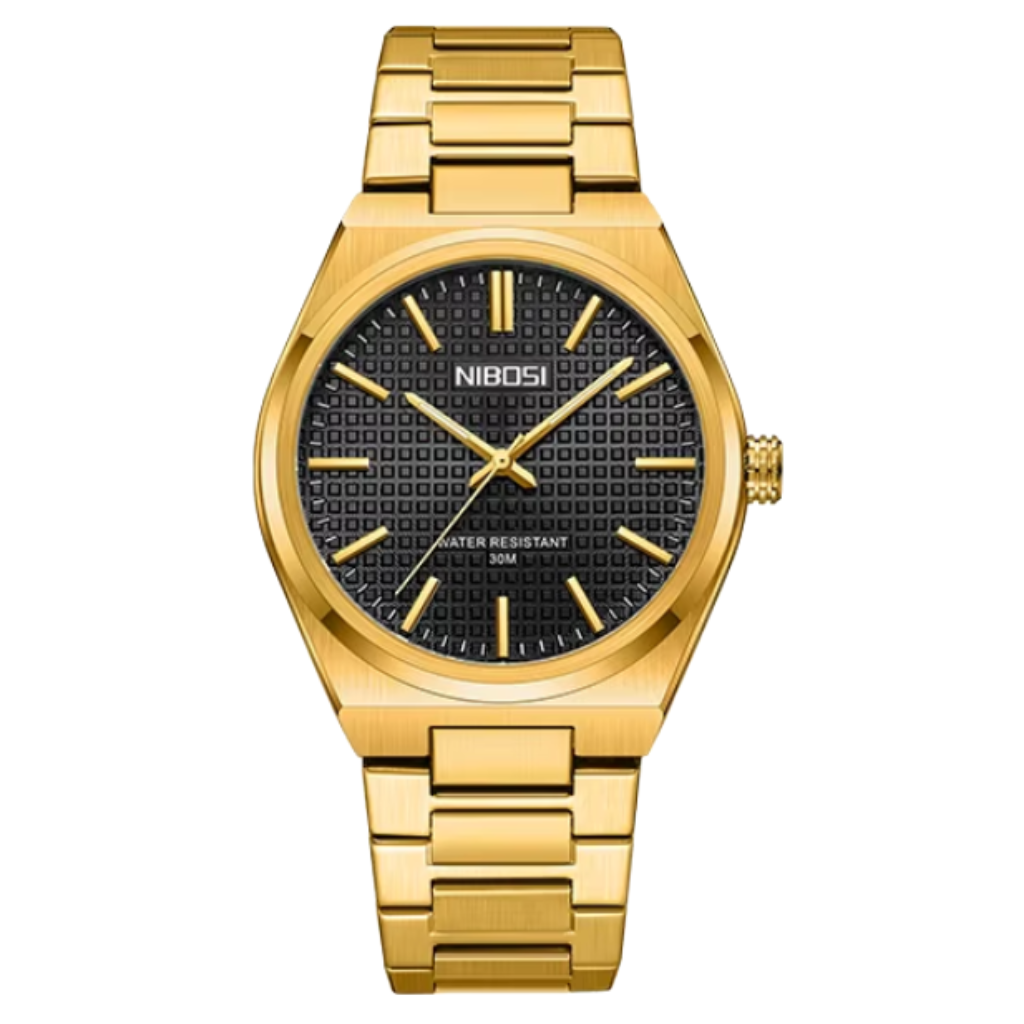 Reloj Nibosi dorado/cara negra
