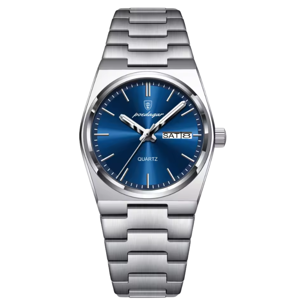 Reloj Poedagar plateado/cara azul