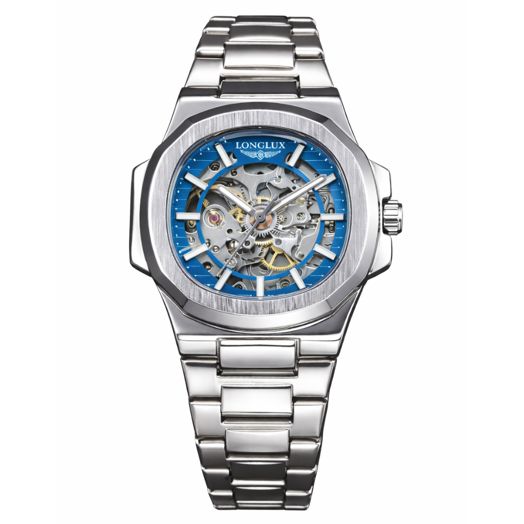 Reloj LONGLUX AZUL corazón abierto AUTOMATICO