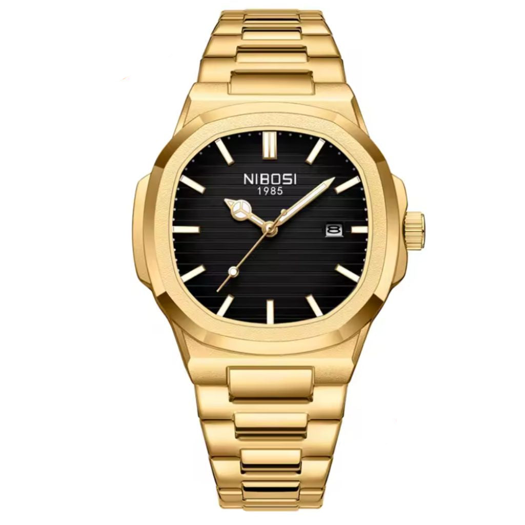 Reloj Nibosi dorado/cara negra