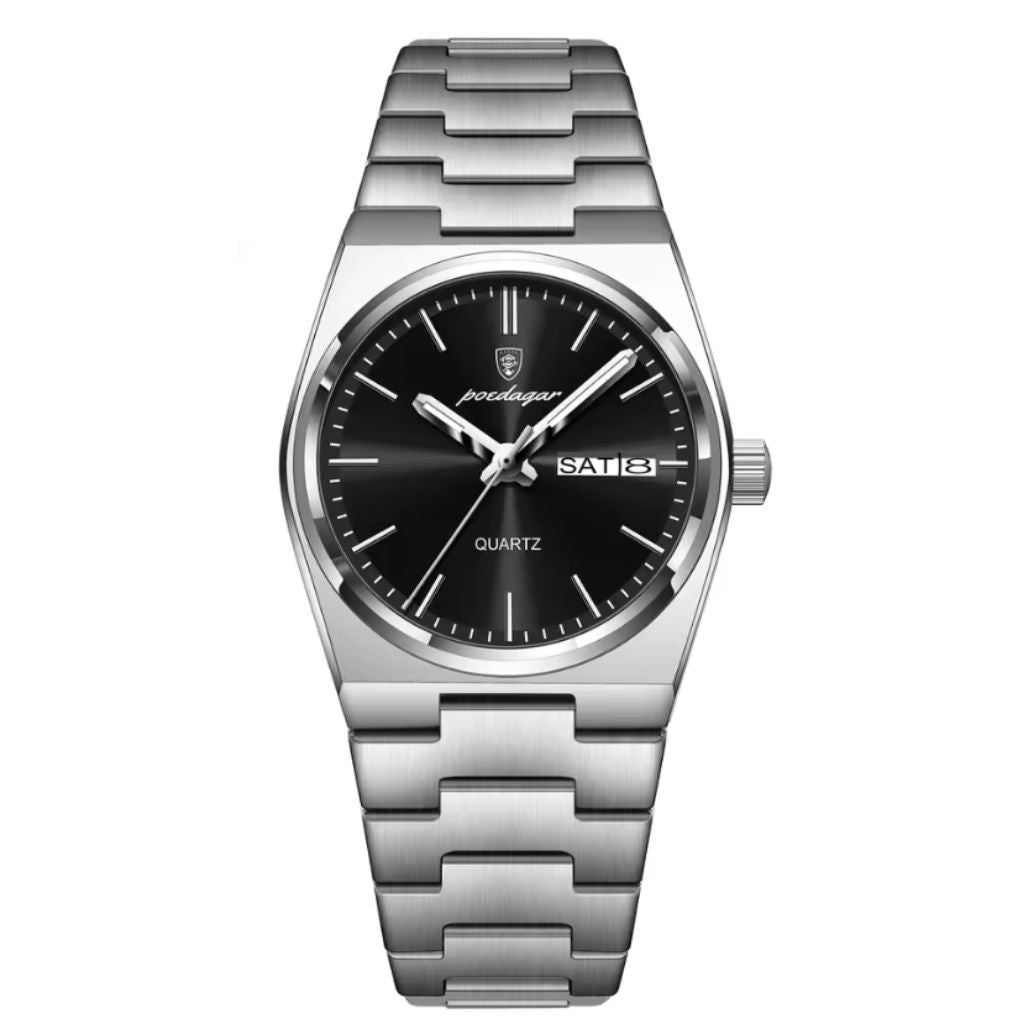 Reloj Poedagar plateado/cara negra