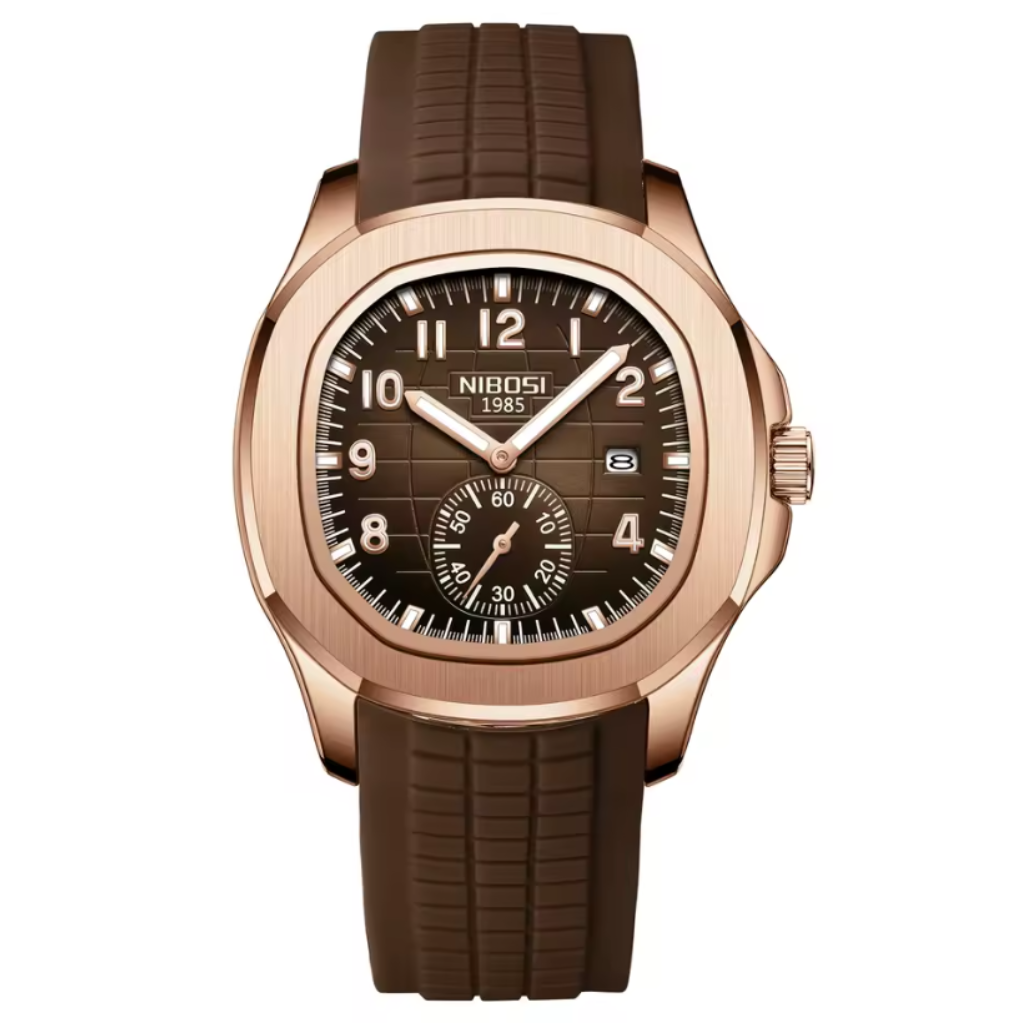 Reloj Nibosi correa silicona marron