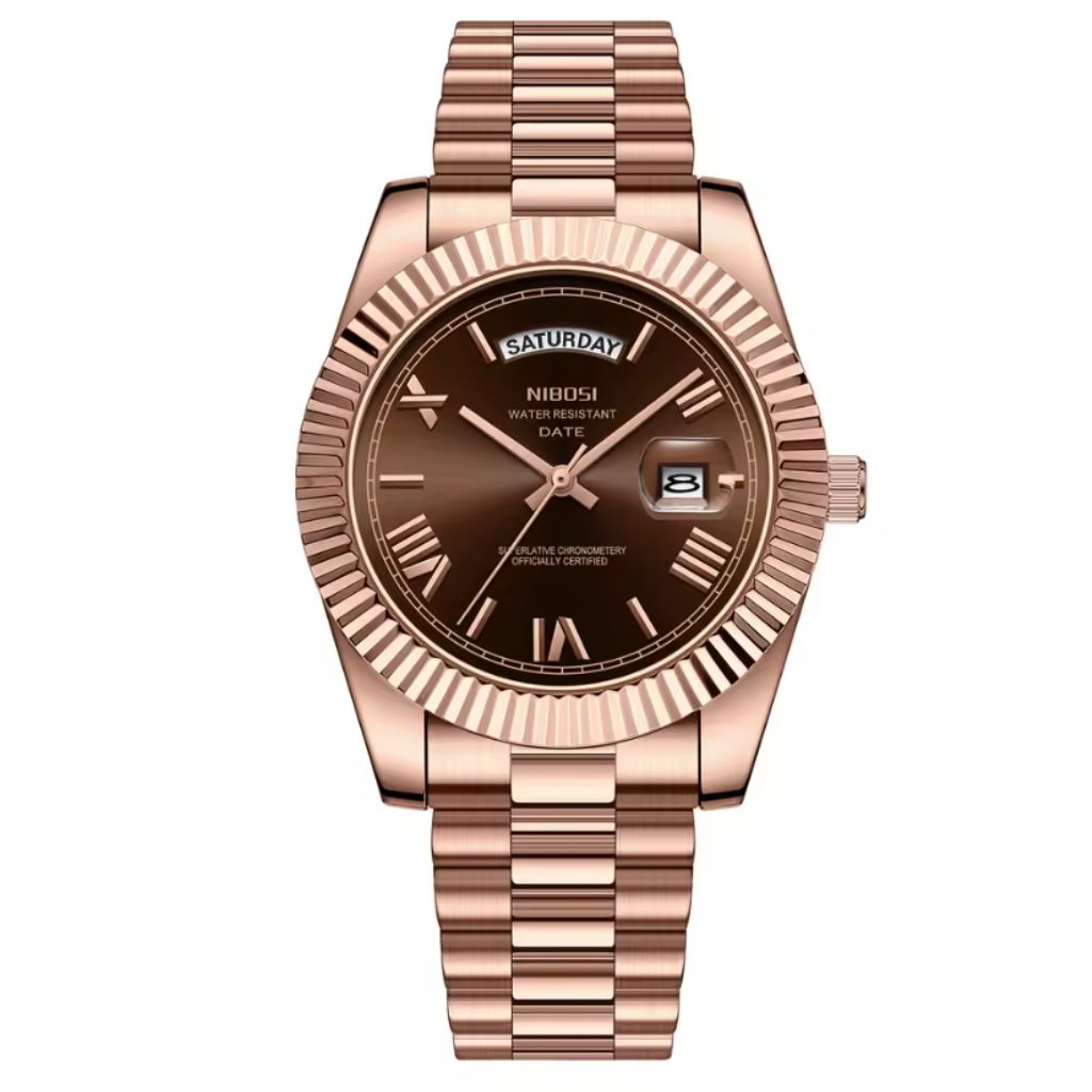 Reloj Nibosi oro rosa/chocolate