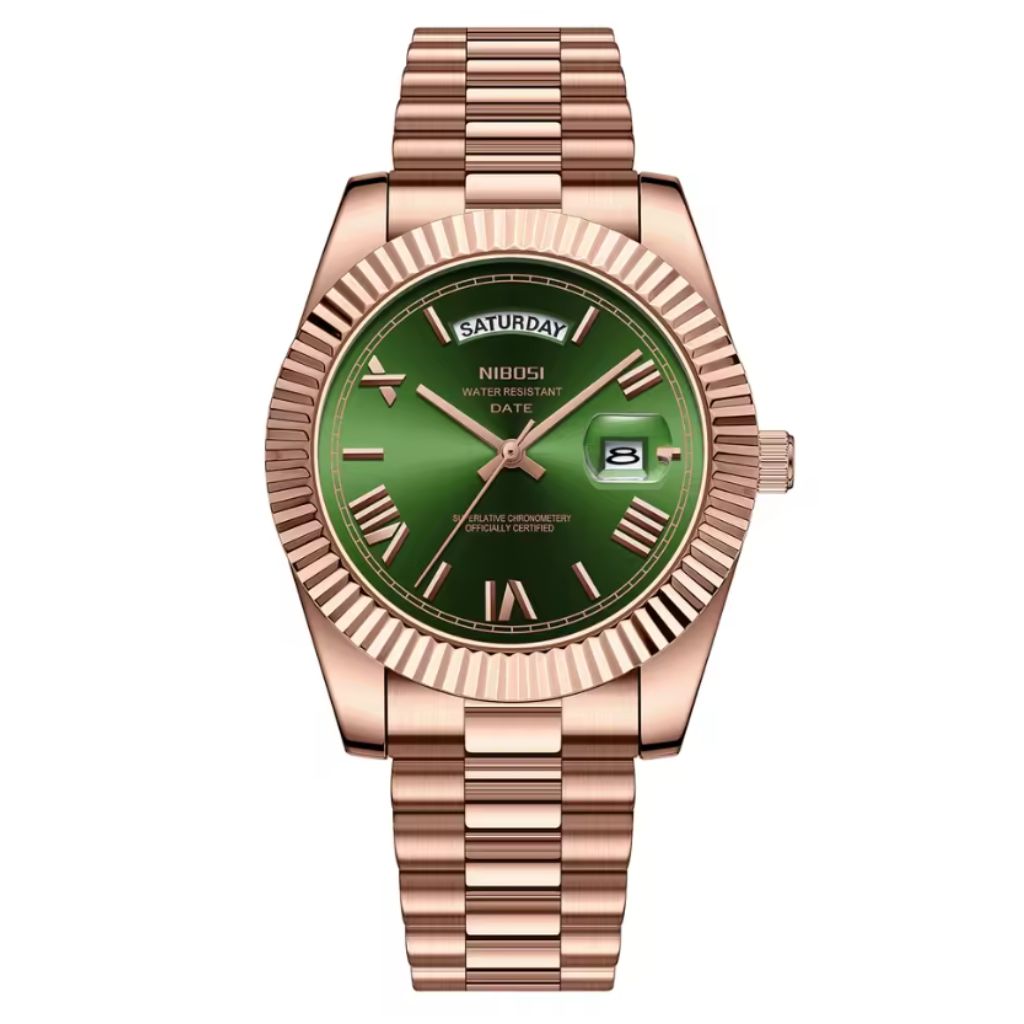 Reloj Nibosi oro rosa/verde olivo
