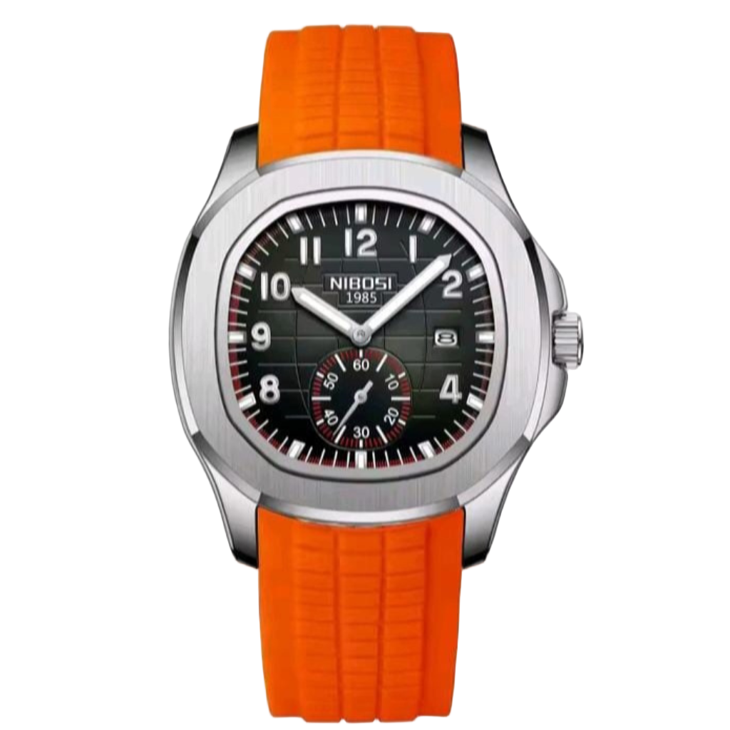 Reloj Nibosi correa silicona naranja