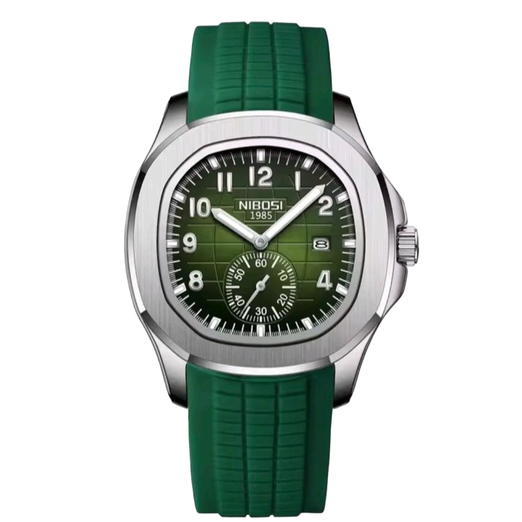 Reloj Nibosi correa silicona verde