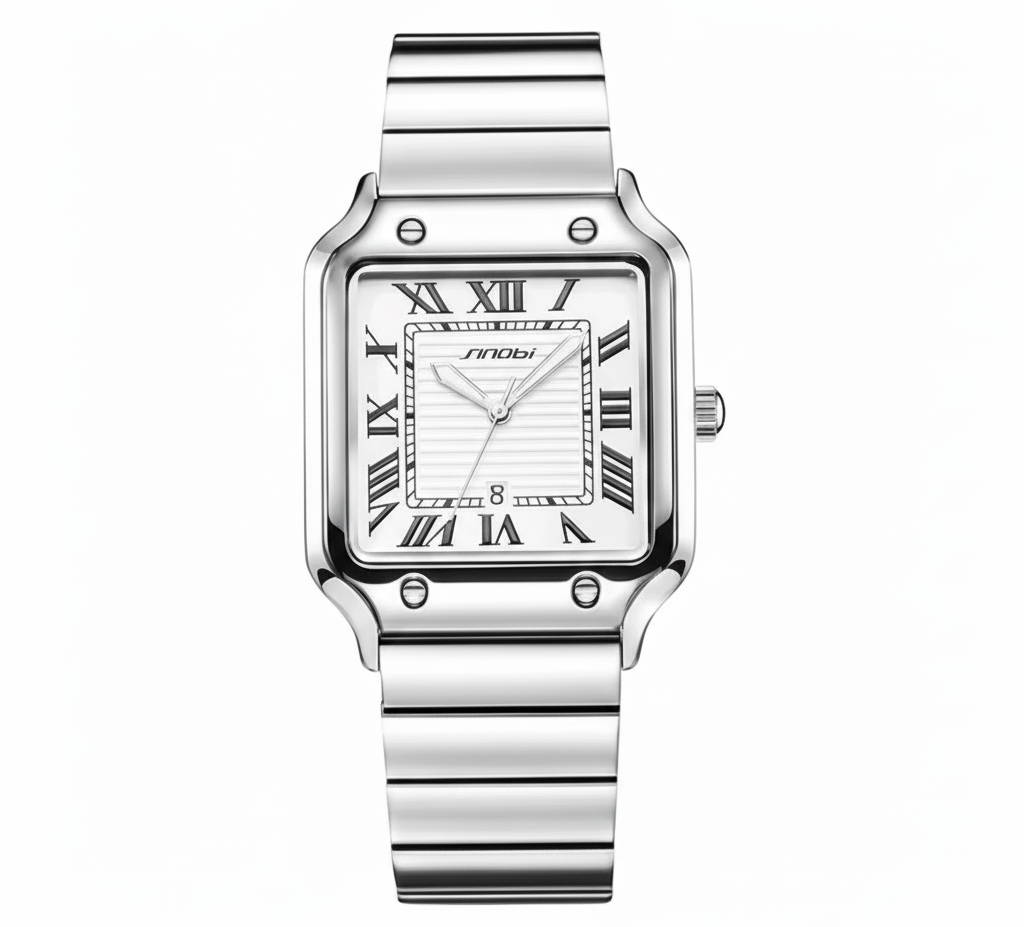 Reloj Sinoni plateado/cara blanca